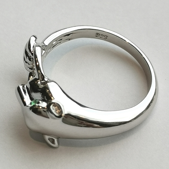 NWT panther sterling silver ring with green cz eyes size 8 - Picture 5 of 7